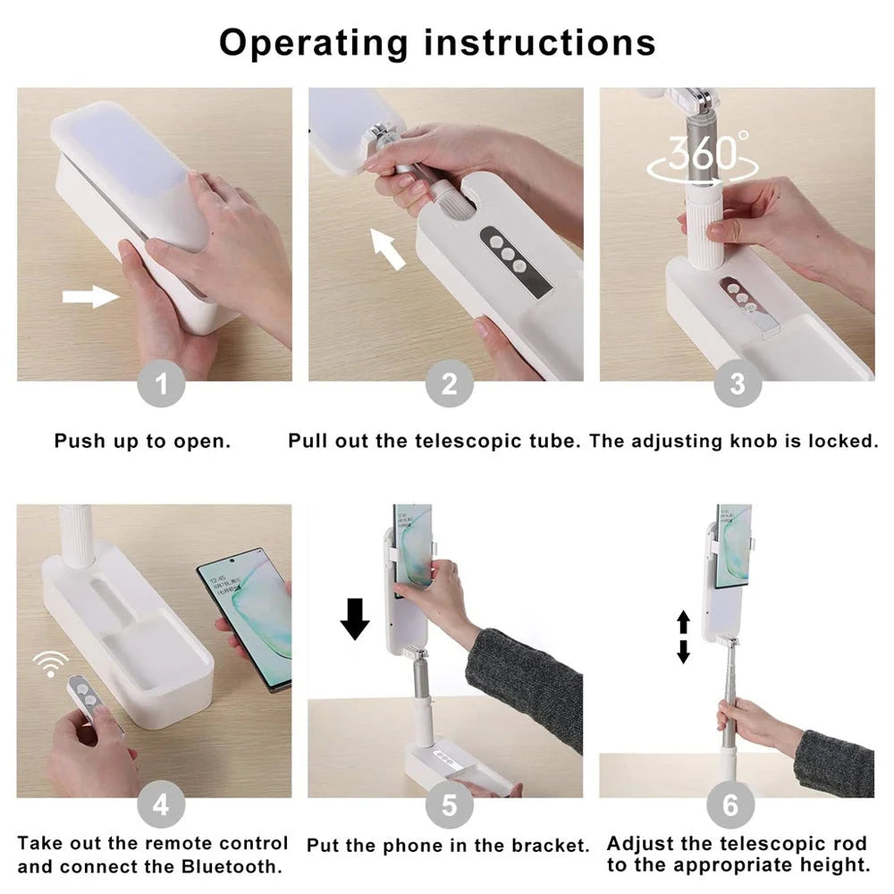 LED Portable Phone Holder Stand Wireless Remote Dimmable