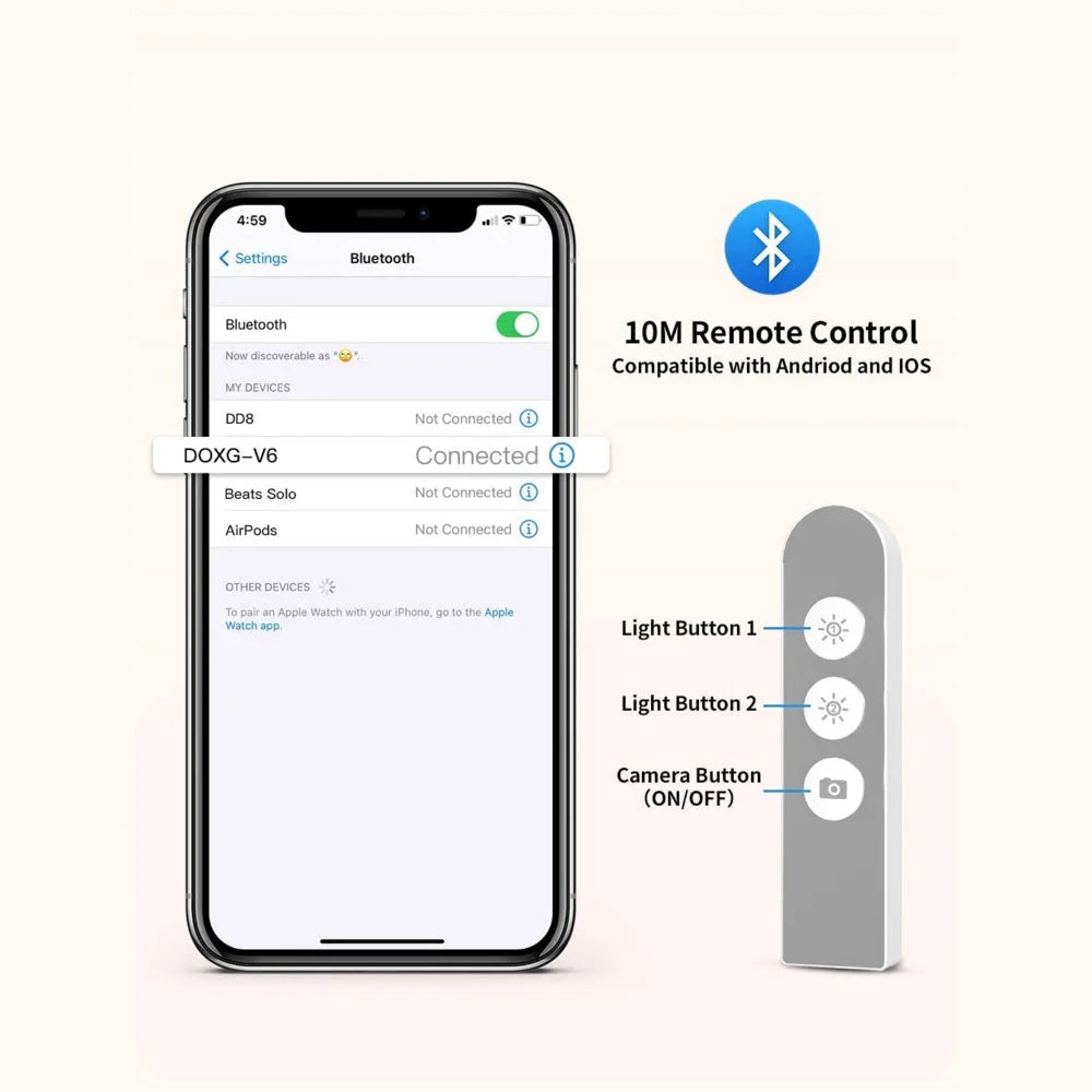 LED Portable Phone Holder Stand Wireless Remote Dimmable