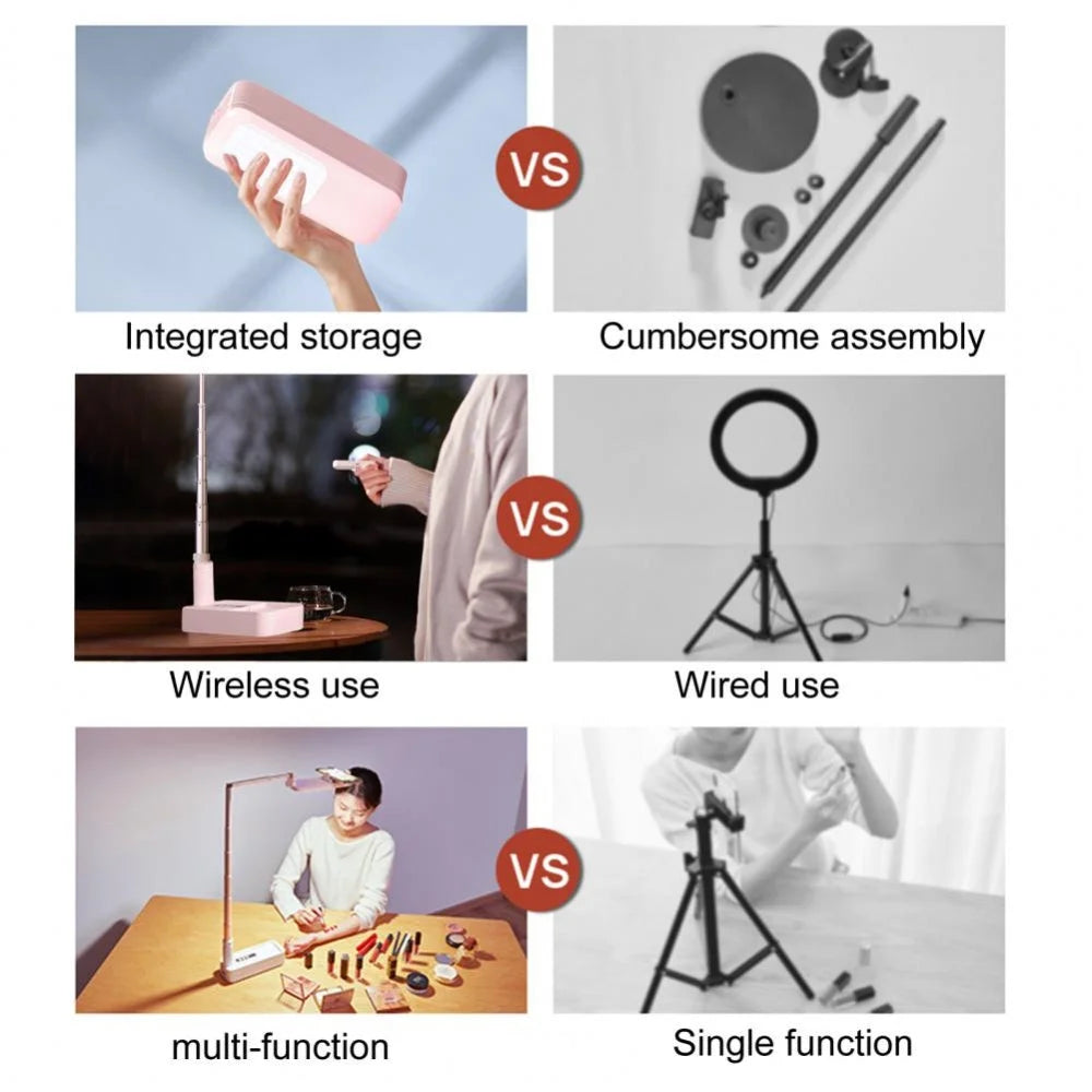 LED Portable Phone Holder Stand Wireless Remote Dimmable