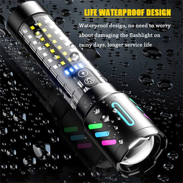 LED Rechargeable Laser Flashlight – Multifunctional Type-C