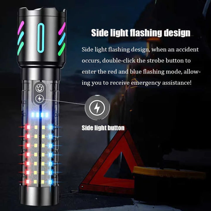 LED Rechargeable Laser Flashlight – Multifunctional Type-C