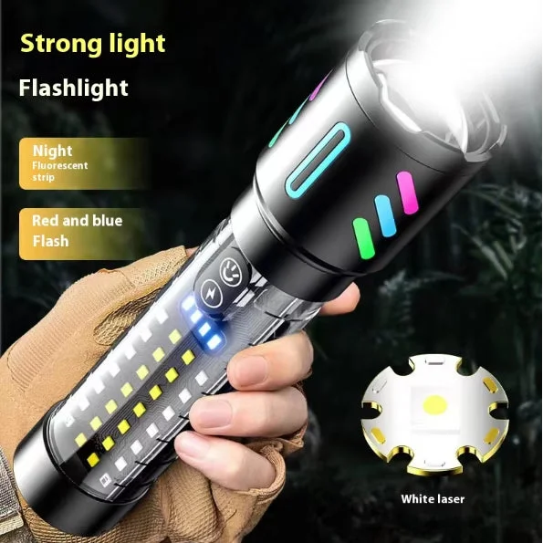 LED Rechargeable Laser Flashlight – Multifunctional Type-C