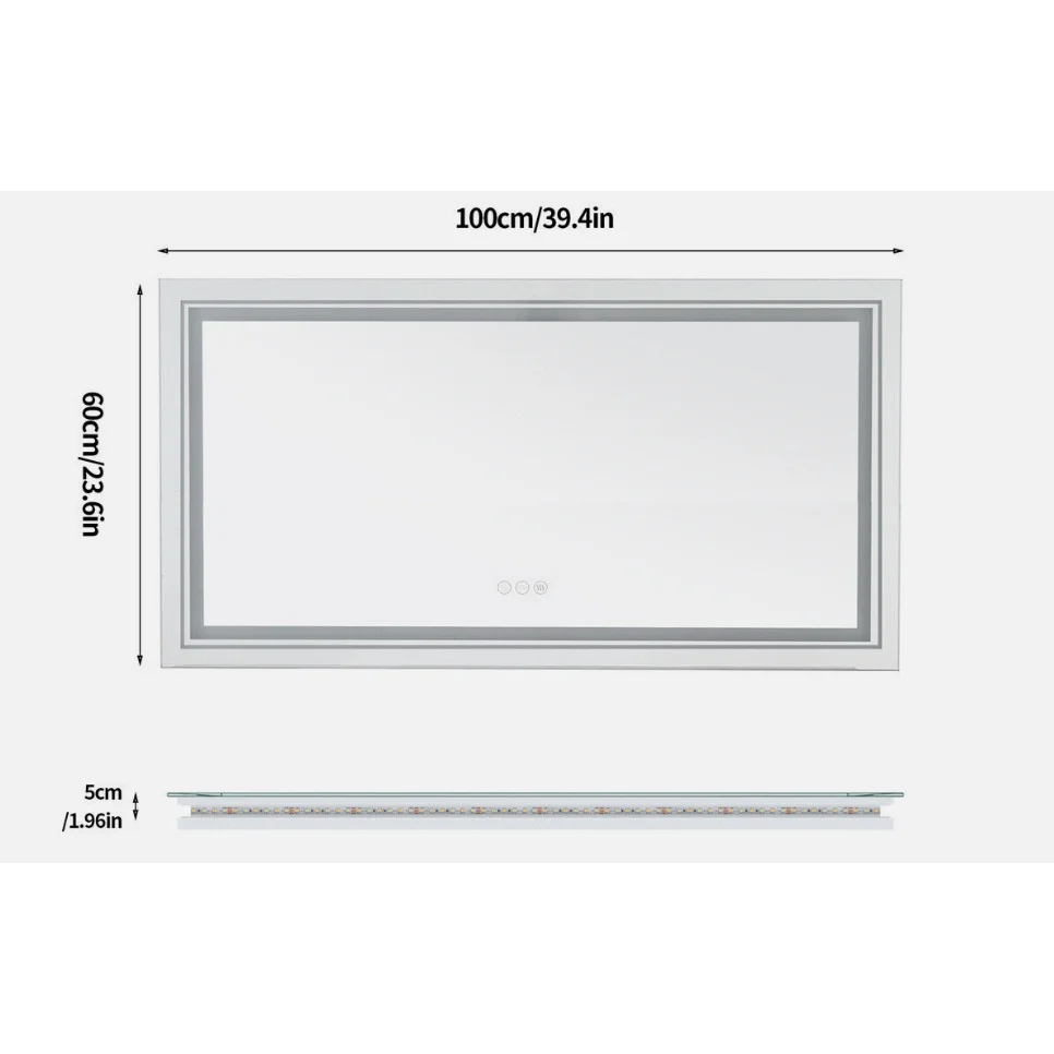 LED Rectangle Frameless Wall Mirror Salon / Bathroom - 100