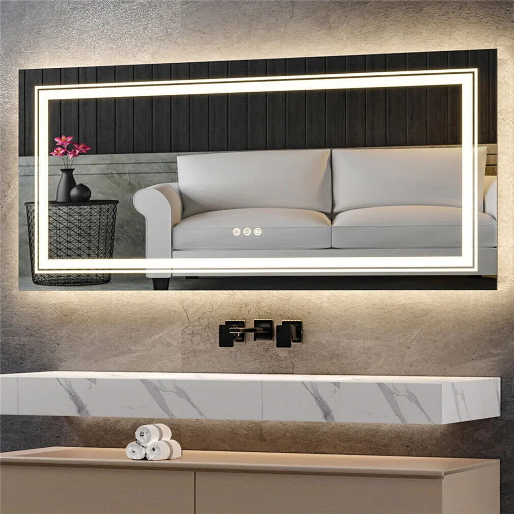 LED Rectangle Frameless Wall Mirror Salon / Bathroom - 100