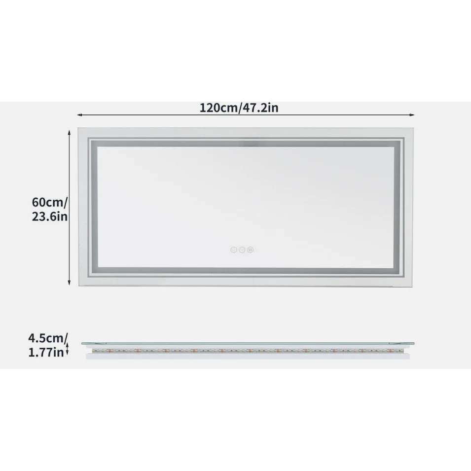 LED Rectangle Frameless Wall Mirror Salon / Bathroom - 120