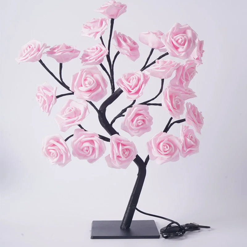LED Rose Flower Tree Light with Detachable Base and USB