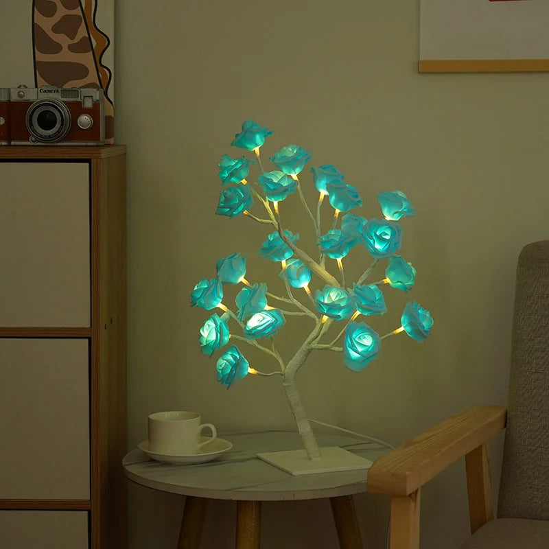 LED Rose Flower Tree Light with Detachable Base and USB