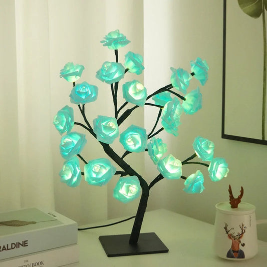 LED Rose Flower Tree Light with Detachable Base and USB