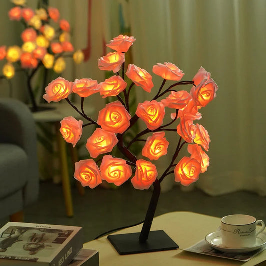 LED Rose Flower Tree Light with Detachable Base and USB