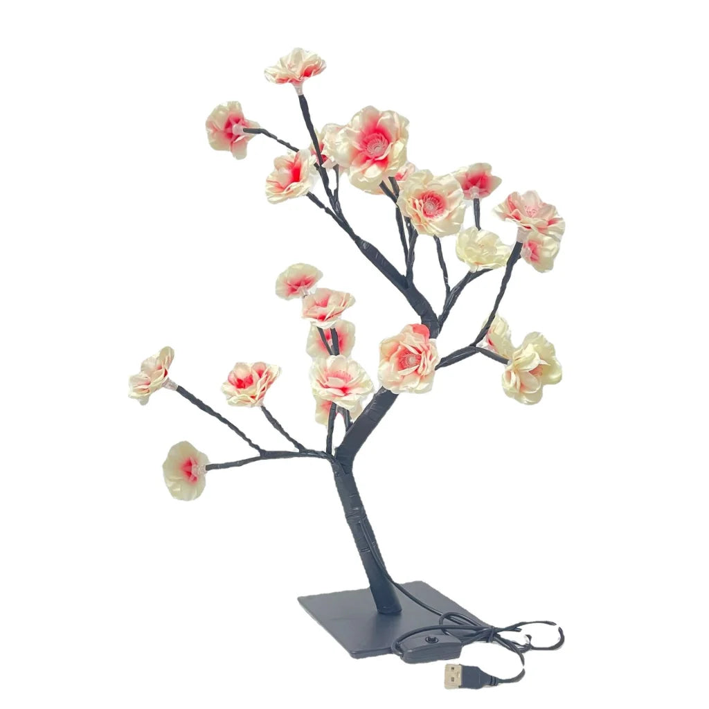 LED Rose Flower Tree Light with Detachable Base and USB