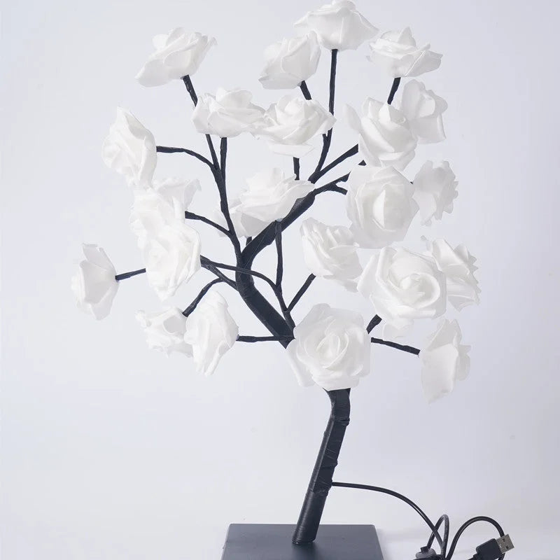 LED Rose Flower Tree Light with Detachable Base and USB