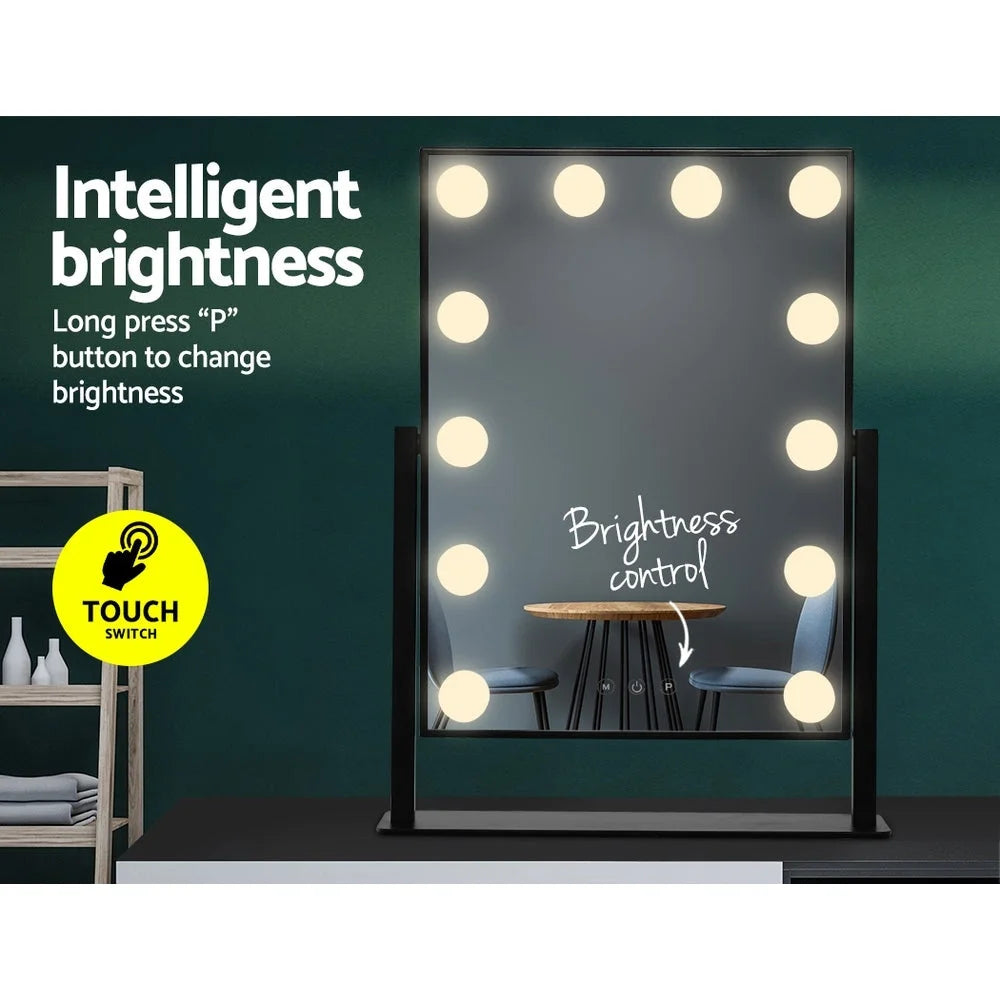 Mirror with embellir led standing makeup wall