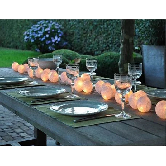 LED String Lights 20 White 5cm Ball Battery - Wedding Party