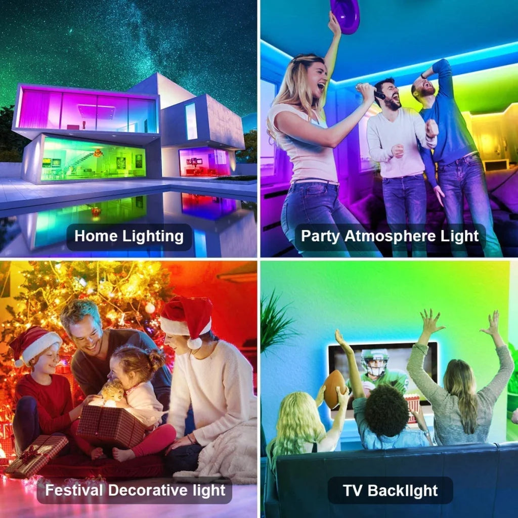 LED strip lights with component details and storage context