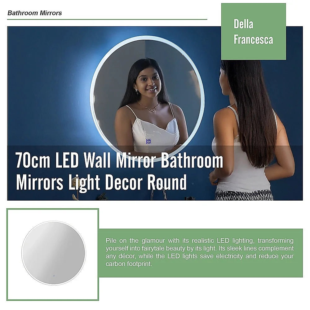 LED Wall Mirror 70cm Round Bathroom Mirror with Light