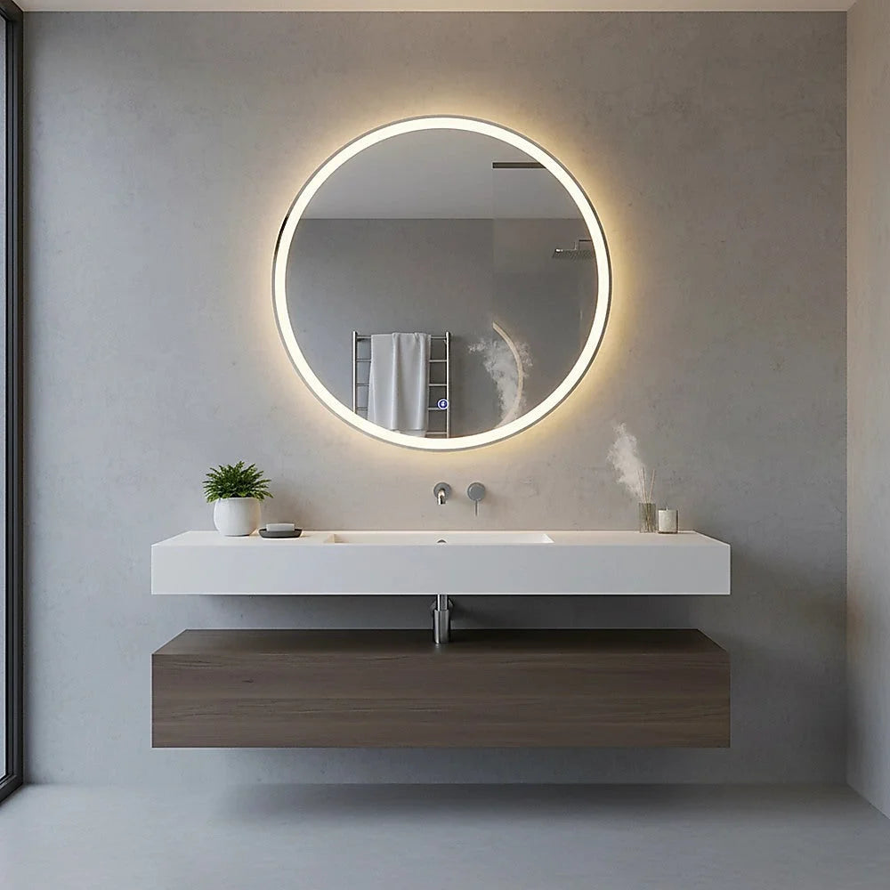 LED Wall Mirror 90cm Round Bathroom Mirror with Light