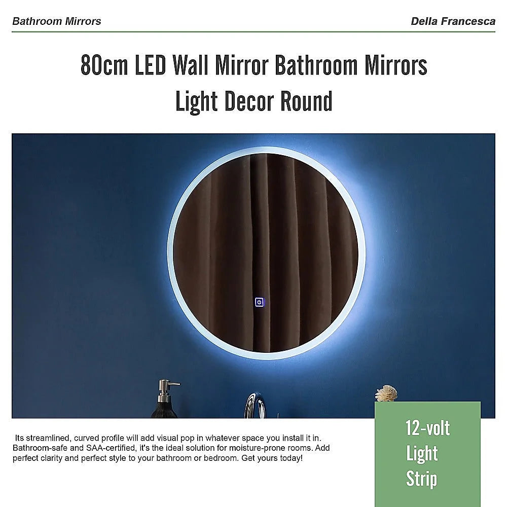 LED Wall Mirror 90cm Round Bathroom Mirror with Light