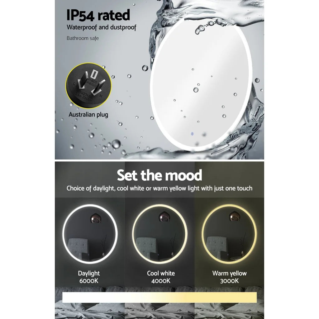 LED Wall Mirror Bathroom Light 80CM Decor Round decorative