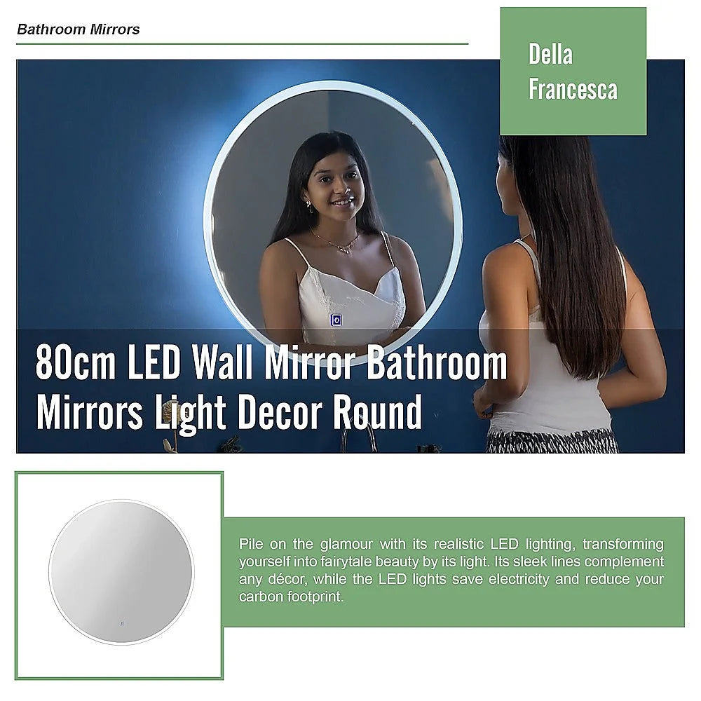 LED Wall Mirror Bathroom Light Decor Round 80cm