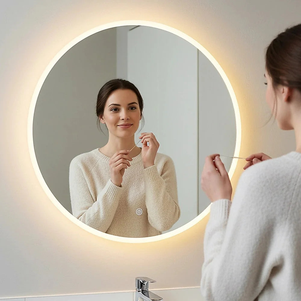 LED Wall Mirror Bathroom Mirrors Light Decor Round 60cm
