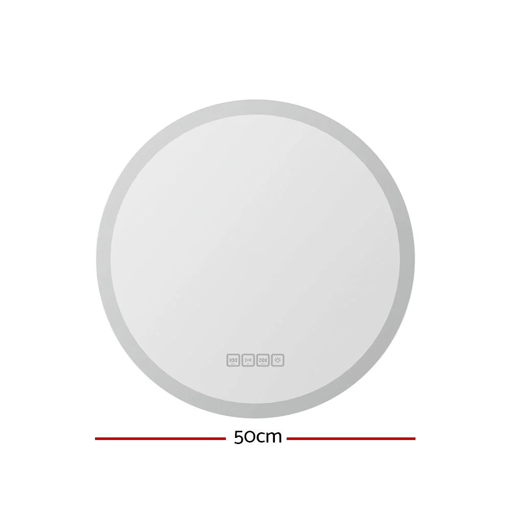 LED Wall Mirror Bluetooth with Light 50CM Bathroom Decor