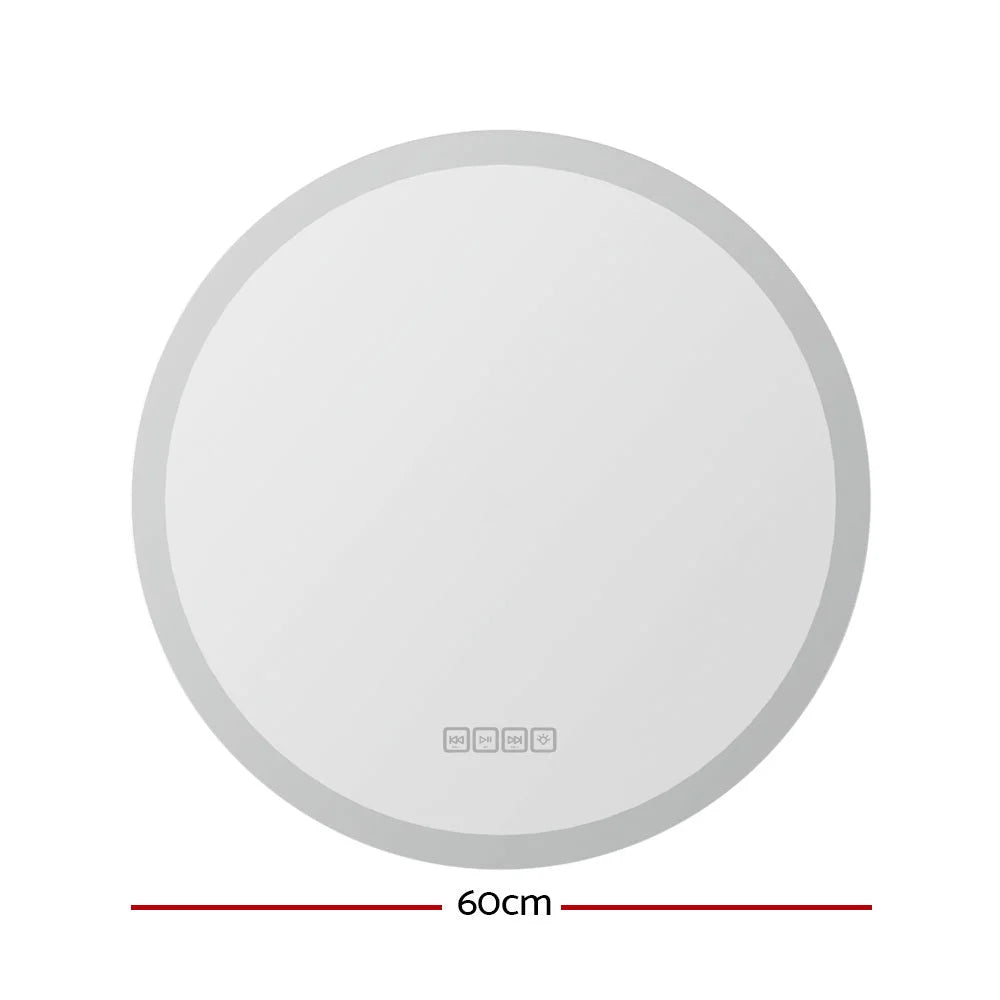 LED Wall Mirror Bluetooth with Light 60CM Bathroom Decor