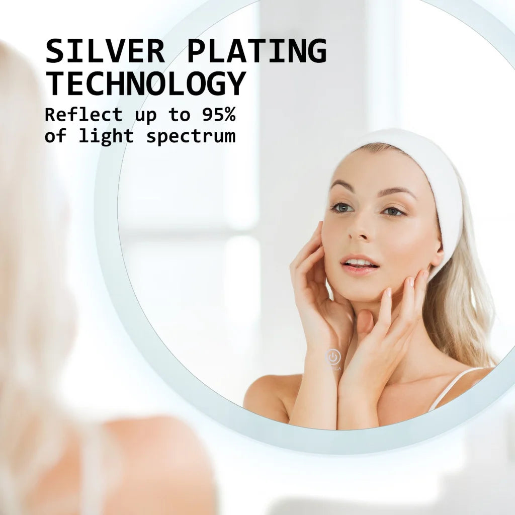LED Wall Mirror Round Touch Anti-Fog Makeup Decor Bathroom