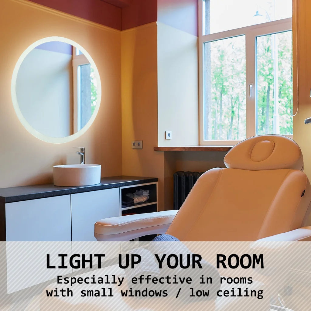 LED Wall Mirror Round Touch Anti-Fog Makeup Decor Bathroom