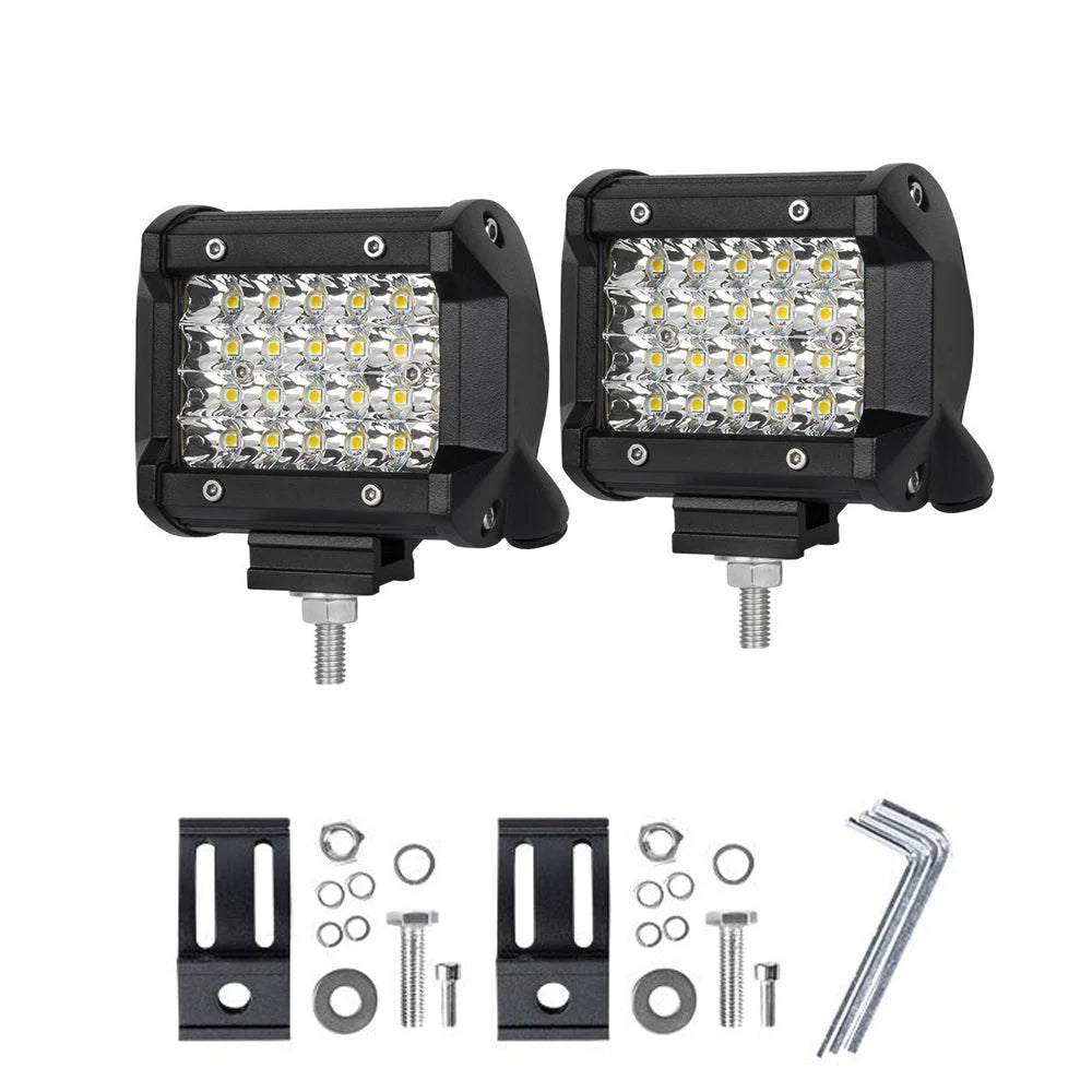 LED Work Light Bar Spot 4-Inch Pair - Philips Quad Row 4WD