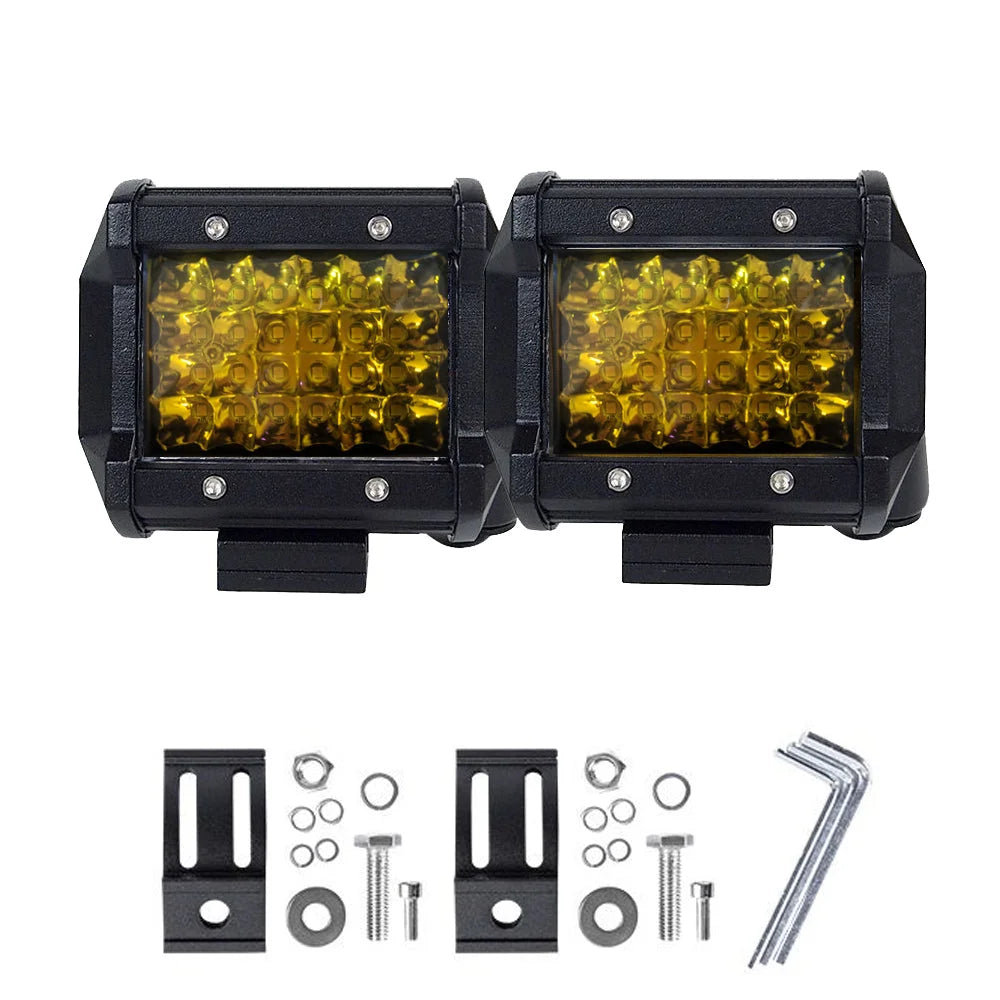 LED Work Light Bar Spot 4-Inch Pair - Philips Quad Row 4WD