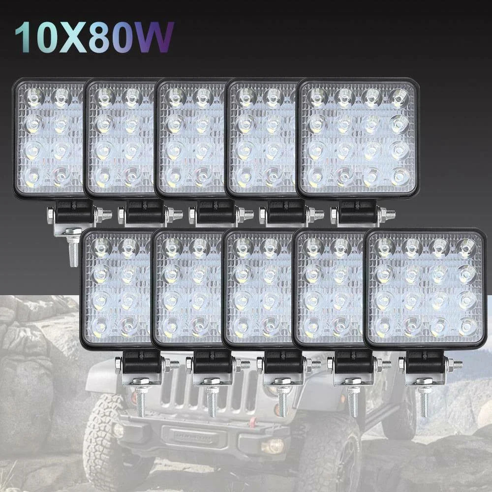 LED Work Lights 80W CREE FLOOD 12V Boat Camping Square