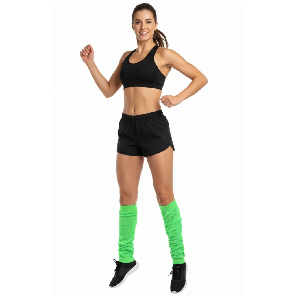 LEG WARMERS Knitted Womens Neon Party Knit Ankle Fluro
