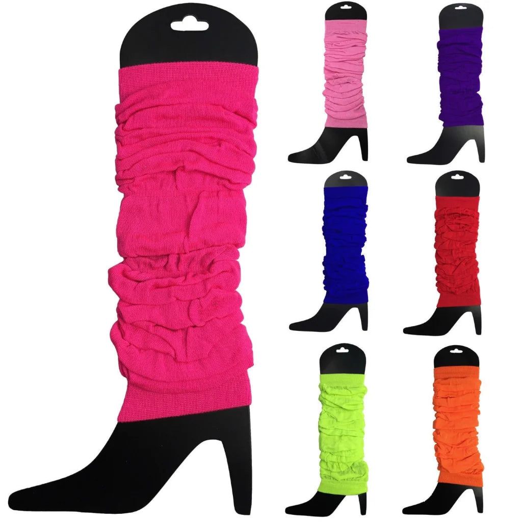 LEG WARMERS Knitted Womens Neon Party Knit Ankle Fluro
