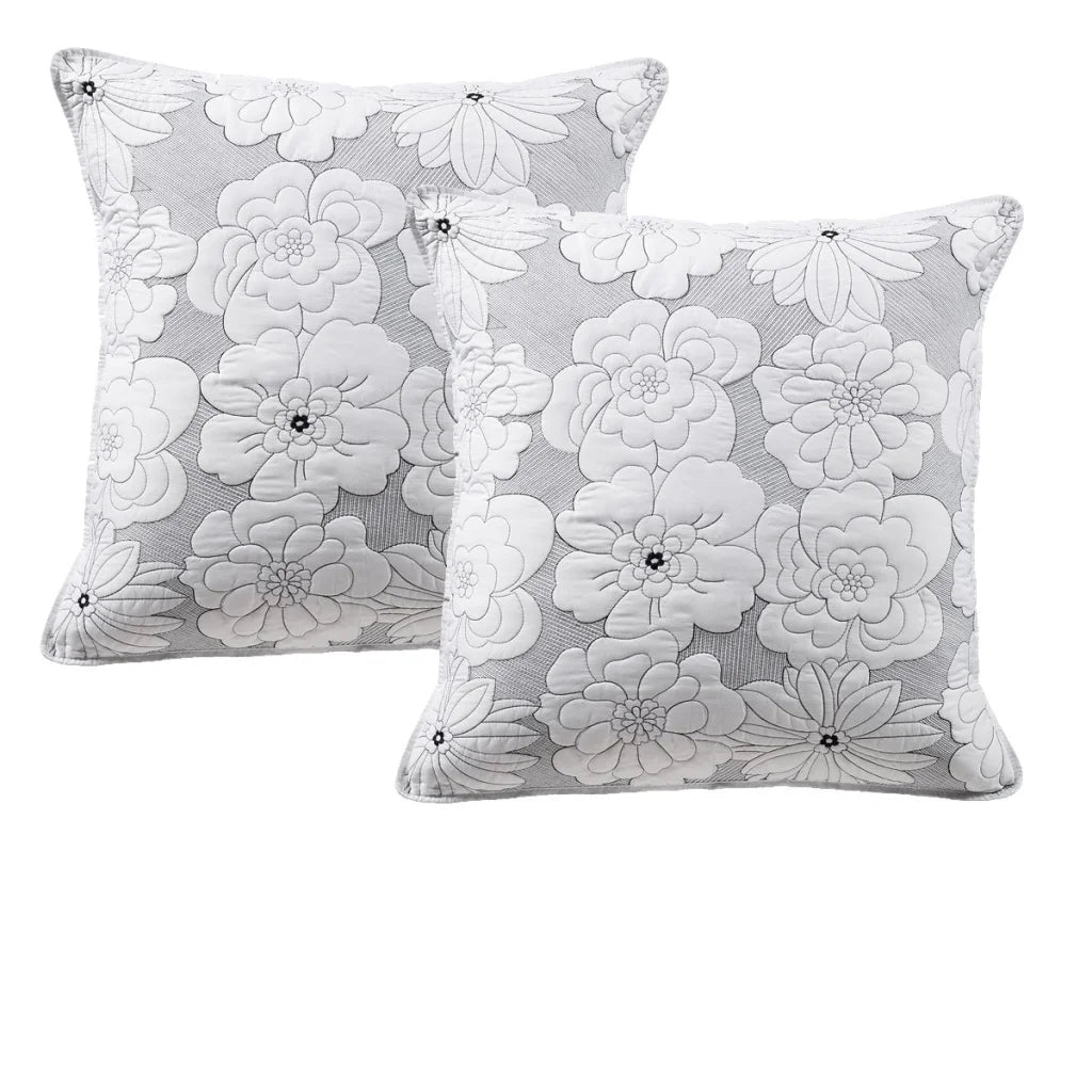 Leona White European Pillowcases Pair - Home & Garden