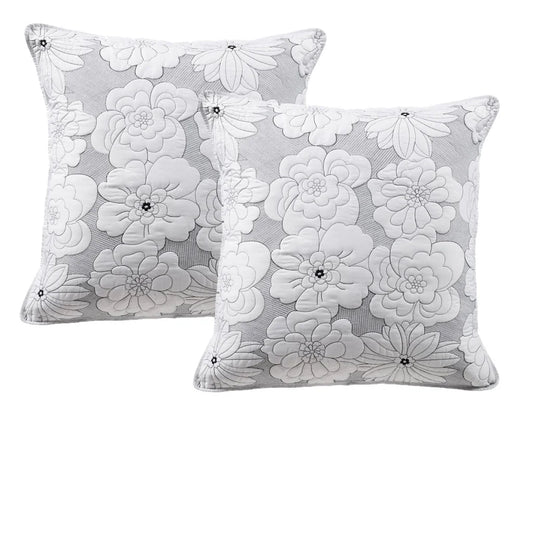Leona White European Pillowcases Pair - Home & Garden