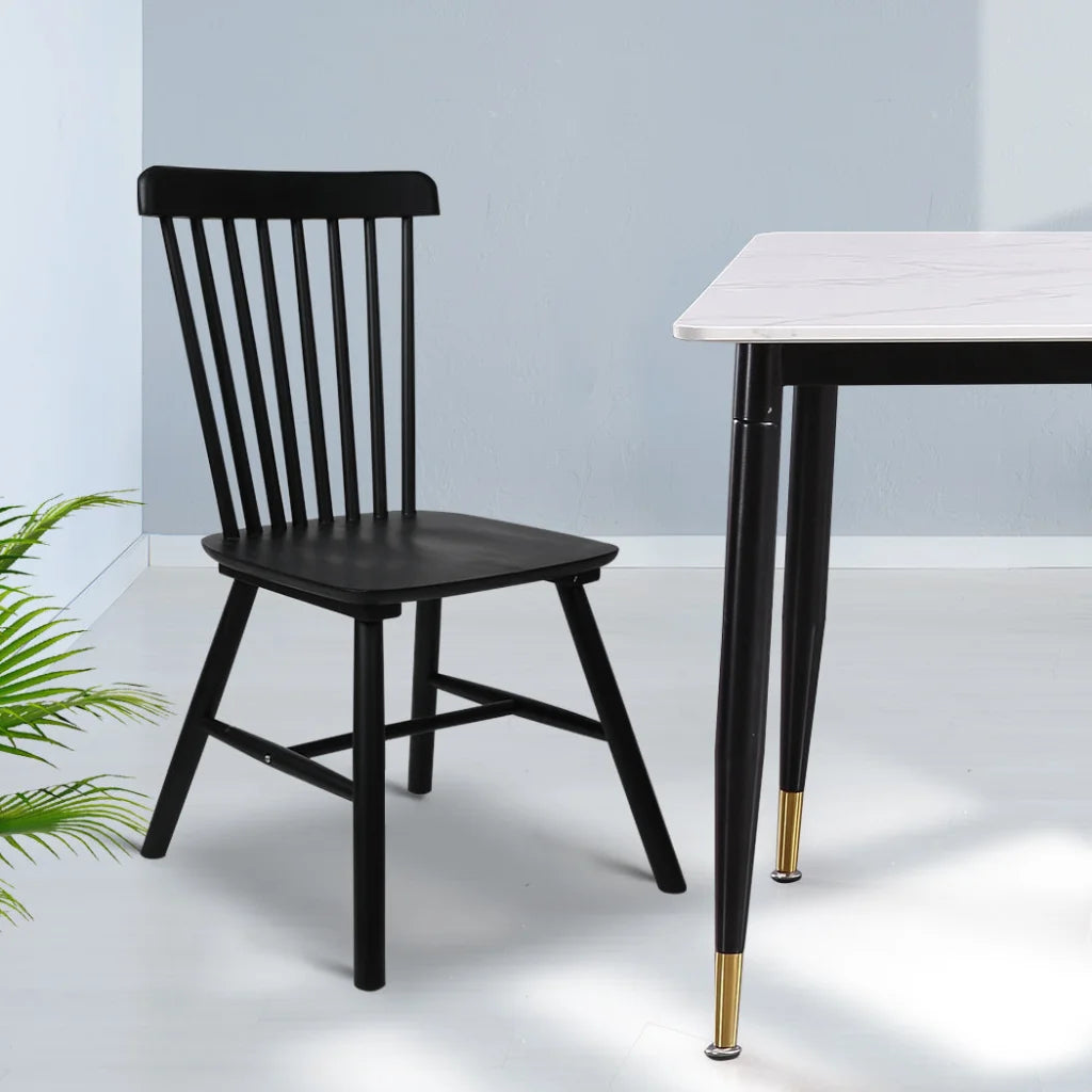 Levede 2x Dining Chairs Kitchen Winsor Black-1975420491875356679