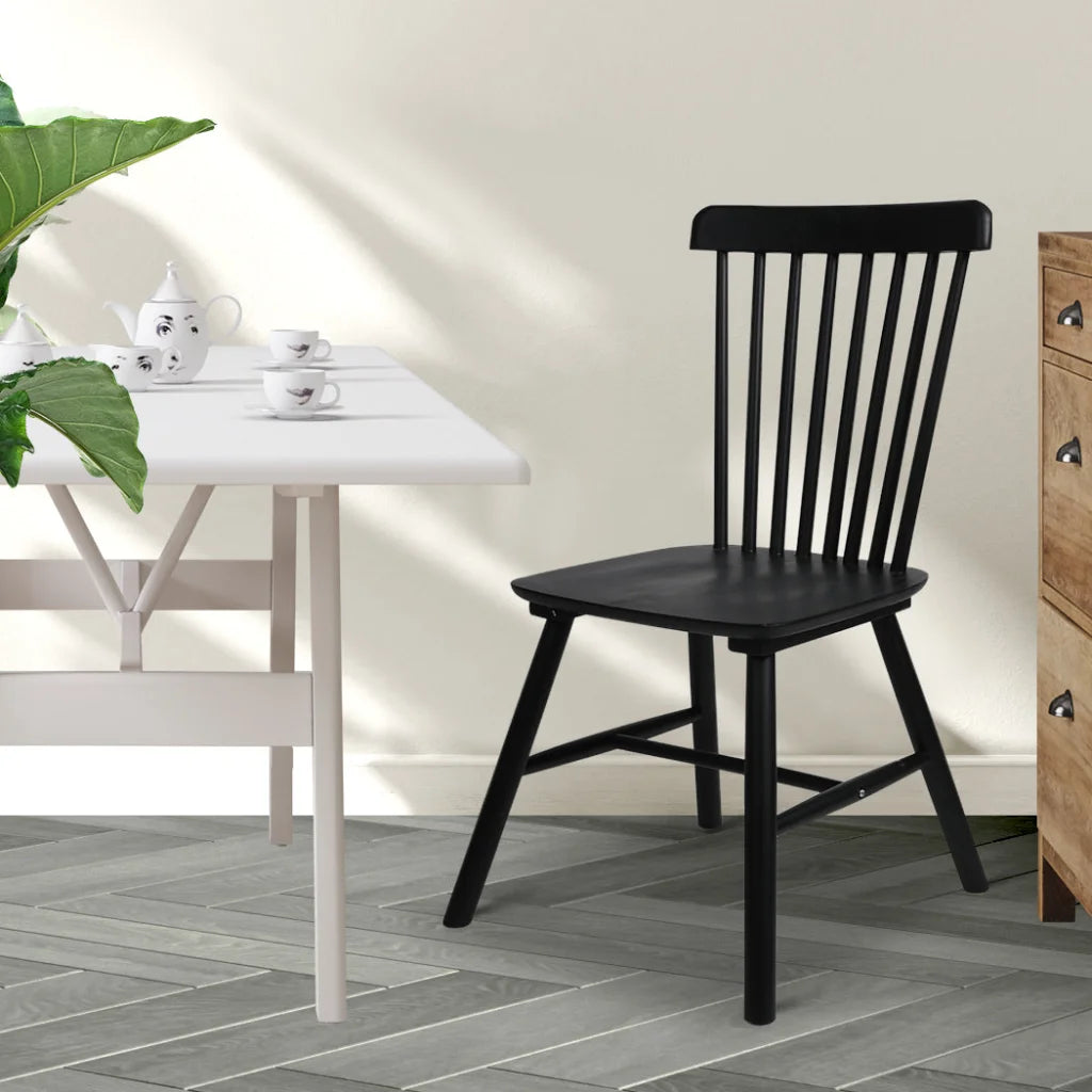 Levede 2x Dining Chairs Kitchen Winsor Black-1975420491875356678