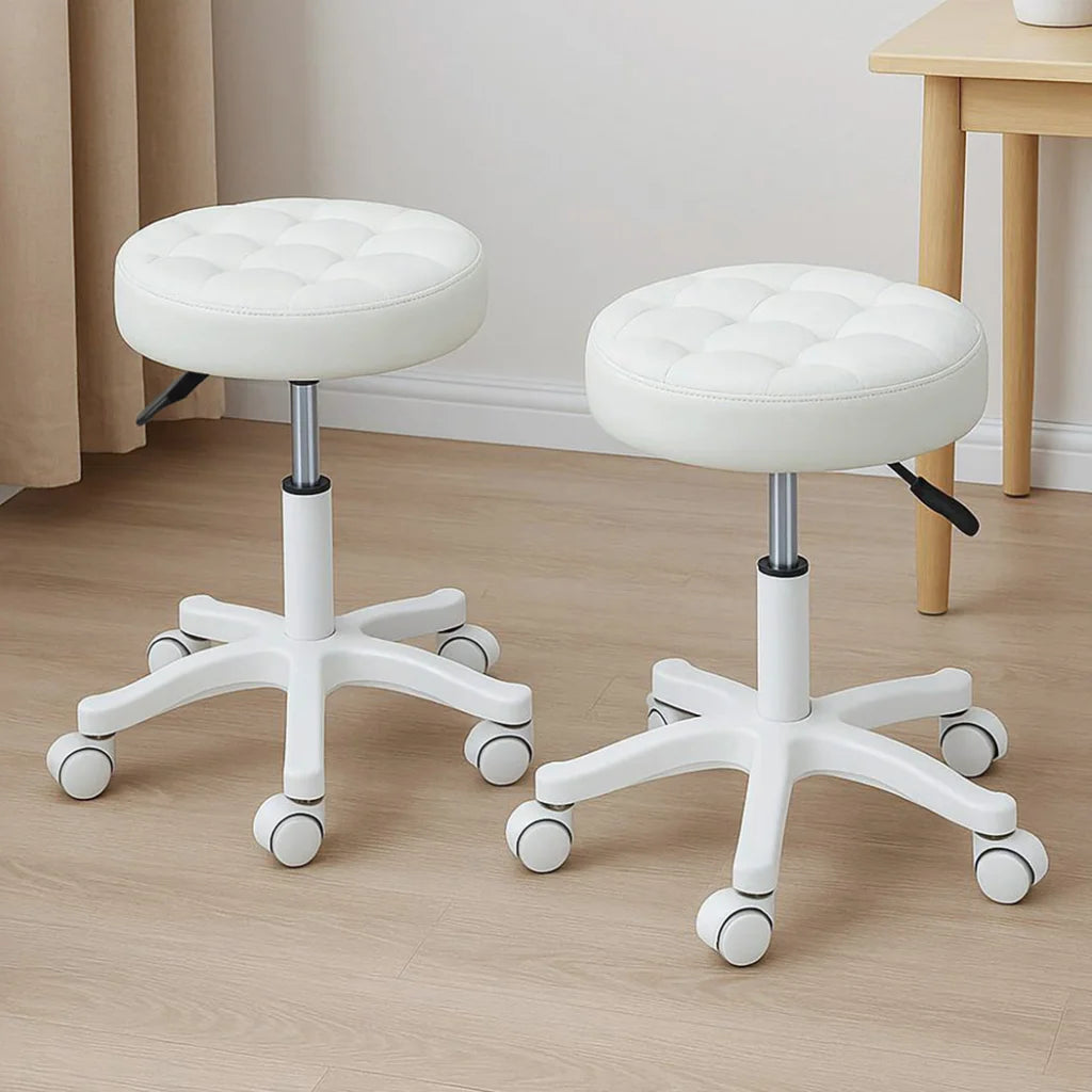 Levede 2x Rolling Bar Stool Swivel Salon SPA Chair Beige-1973194181673357319