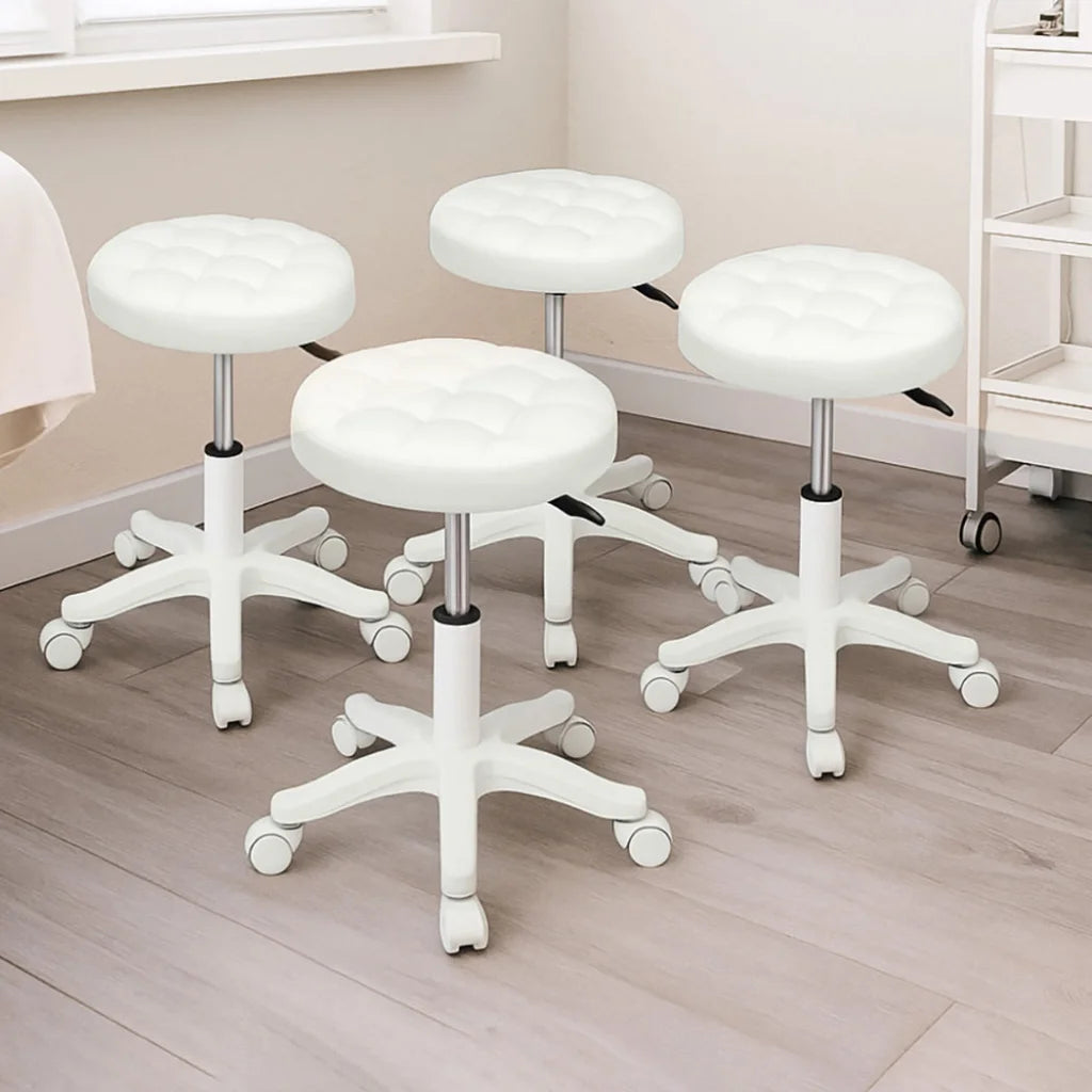 Levede 4x Rolling Bar Stool Swivel Salon SPA Chair Beige-1973194181862100999