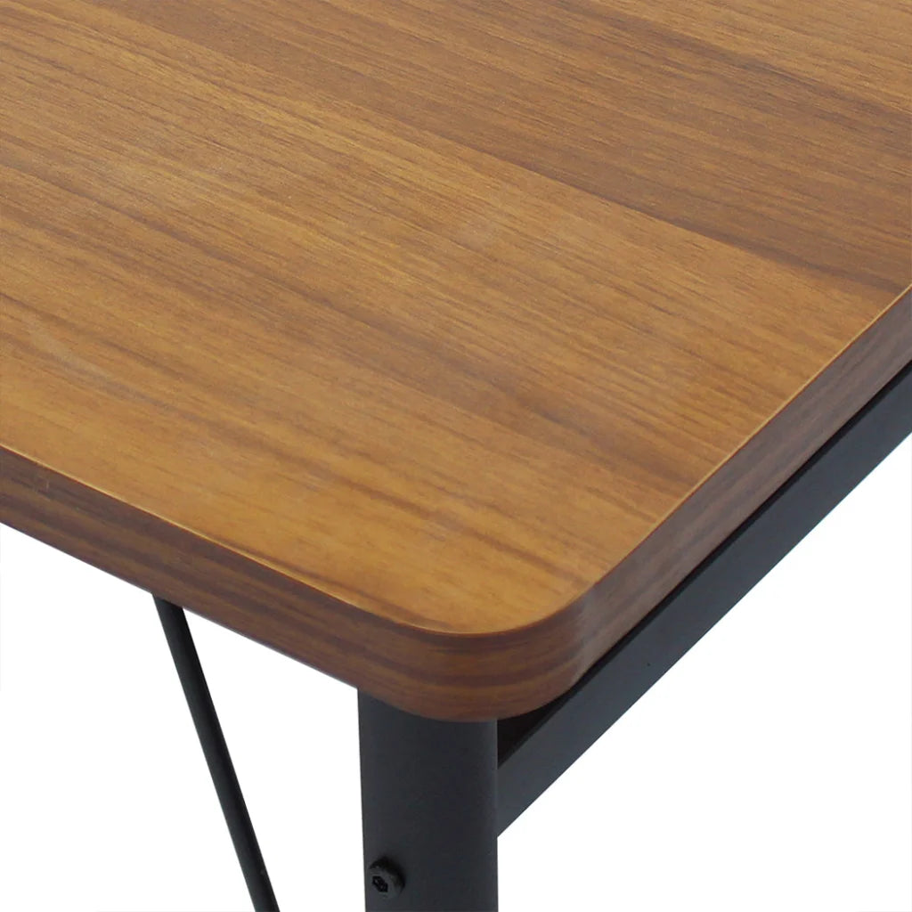 Dining table set with marble-effect table surface and metal legs