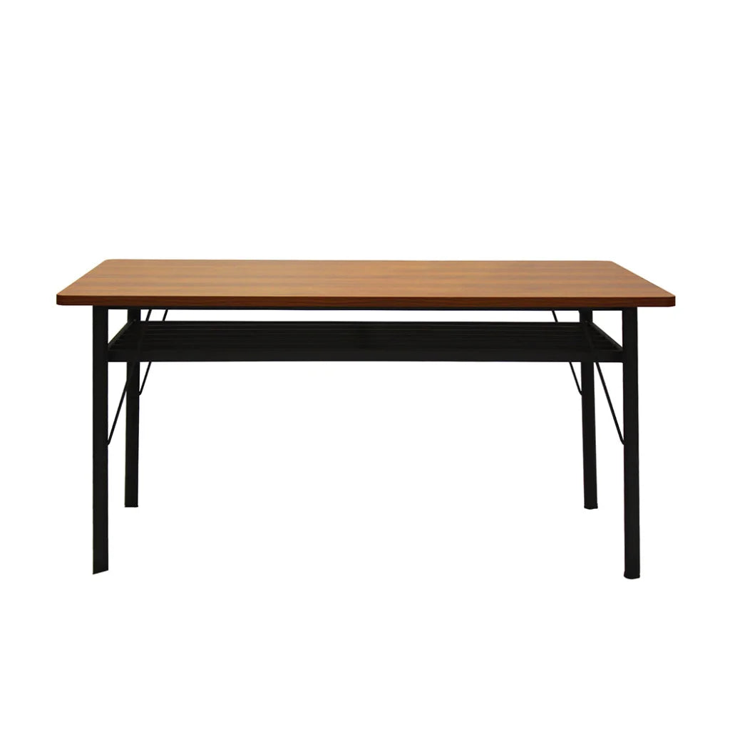 150cm dining table set with marble-effect table surface and metal legs