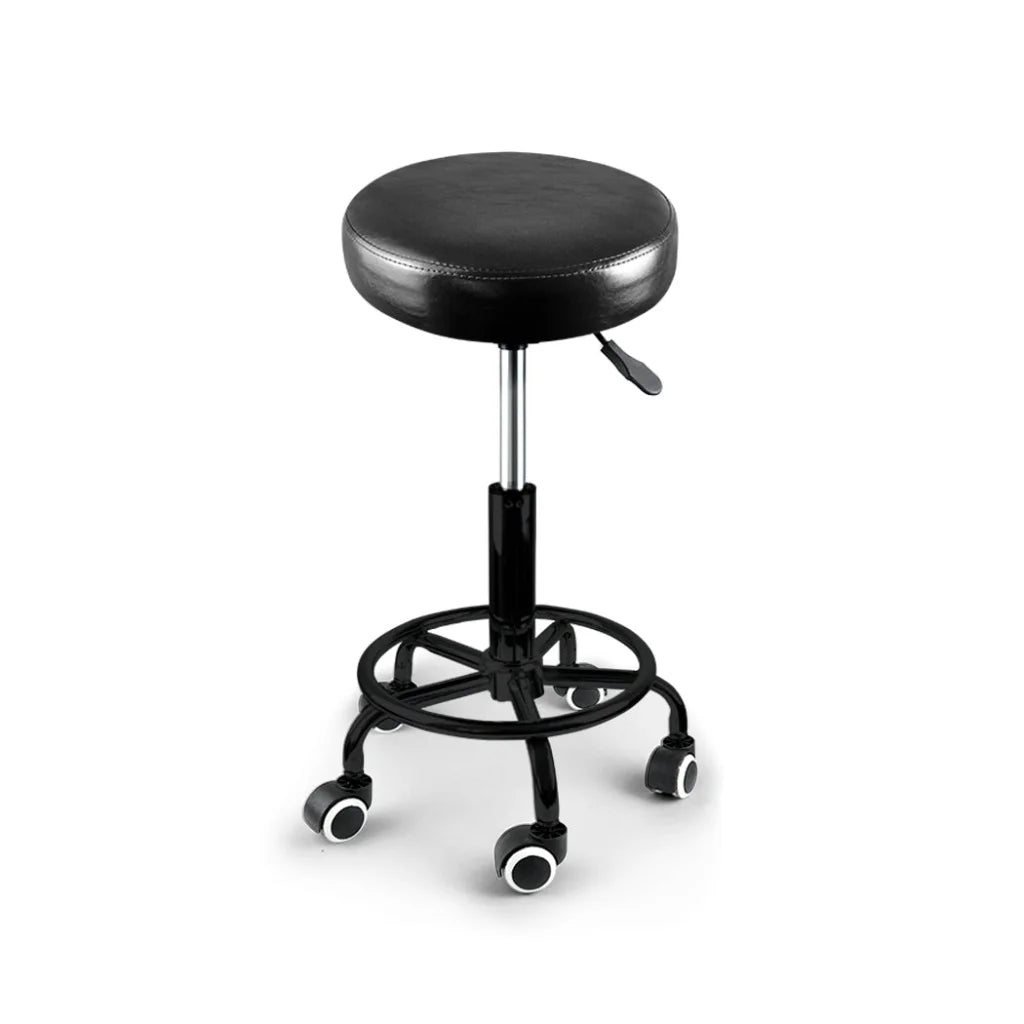 Levede Salon Stool Swivel Bar Stools Black with Black Stand-1975420407485960193