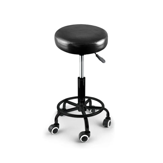 Levede Salon Stool Swivel Bar Stools Black with Black Stand-1975420407485960193