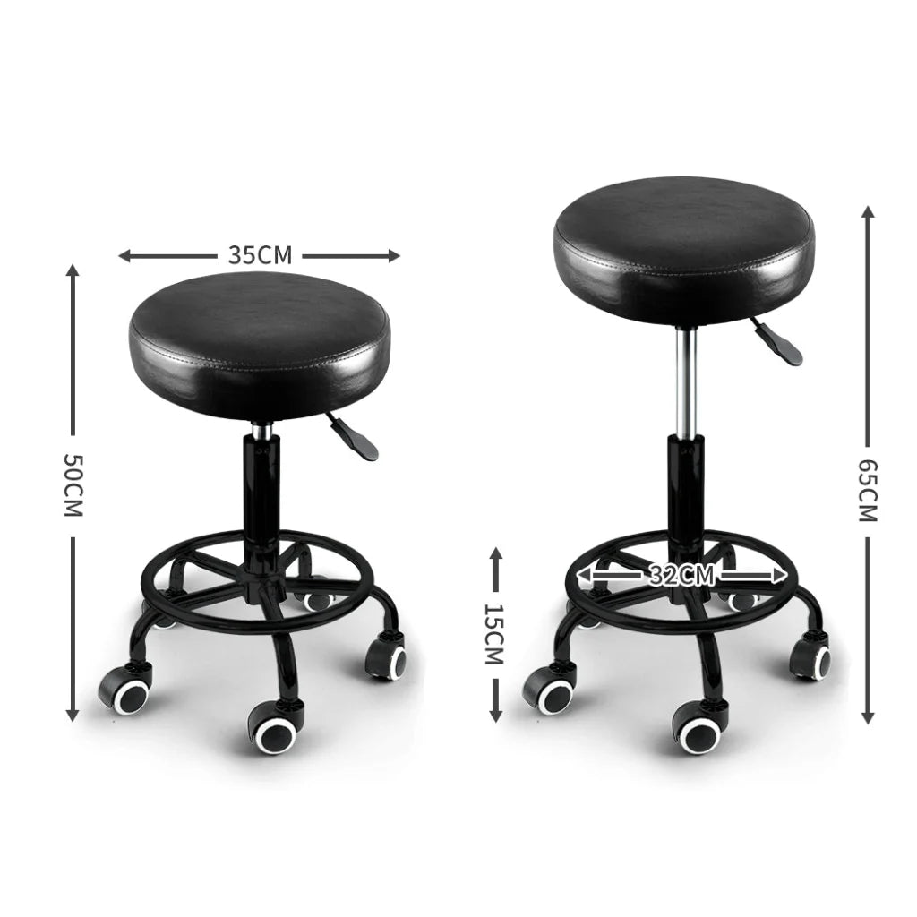 Levede Salon Stool Swivel Bar Stools Black with Black Stand-1975420407485960194