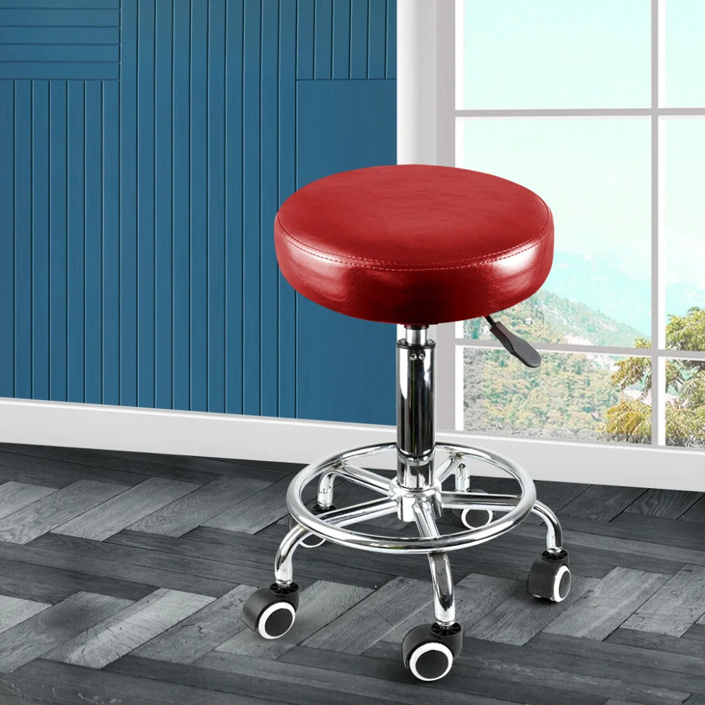 Levede Salon Stool Swivel Barber Stools Red-1975420407318188036