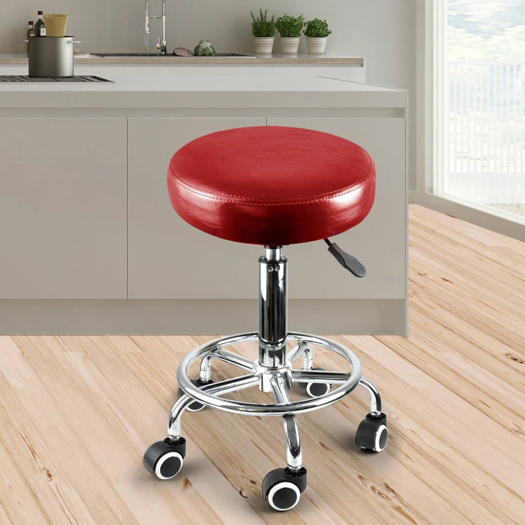 Levede Salon Stool Swivel Barber Stools Red-1975420407318188037