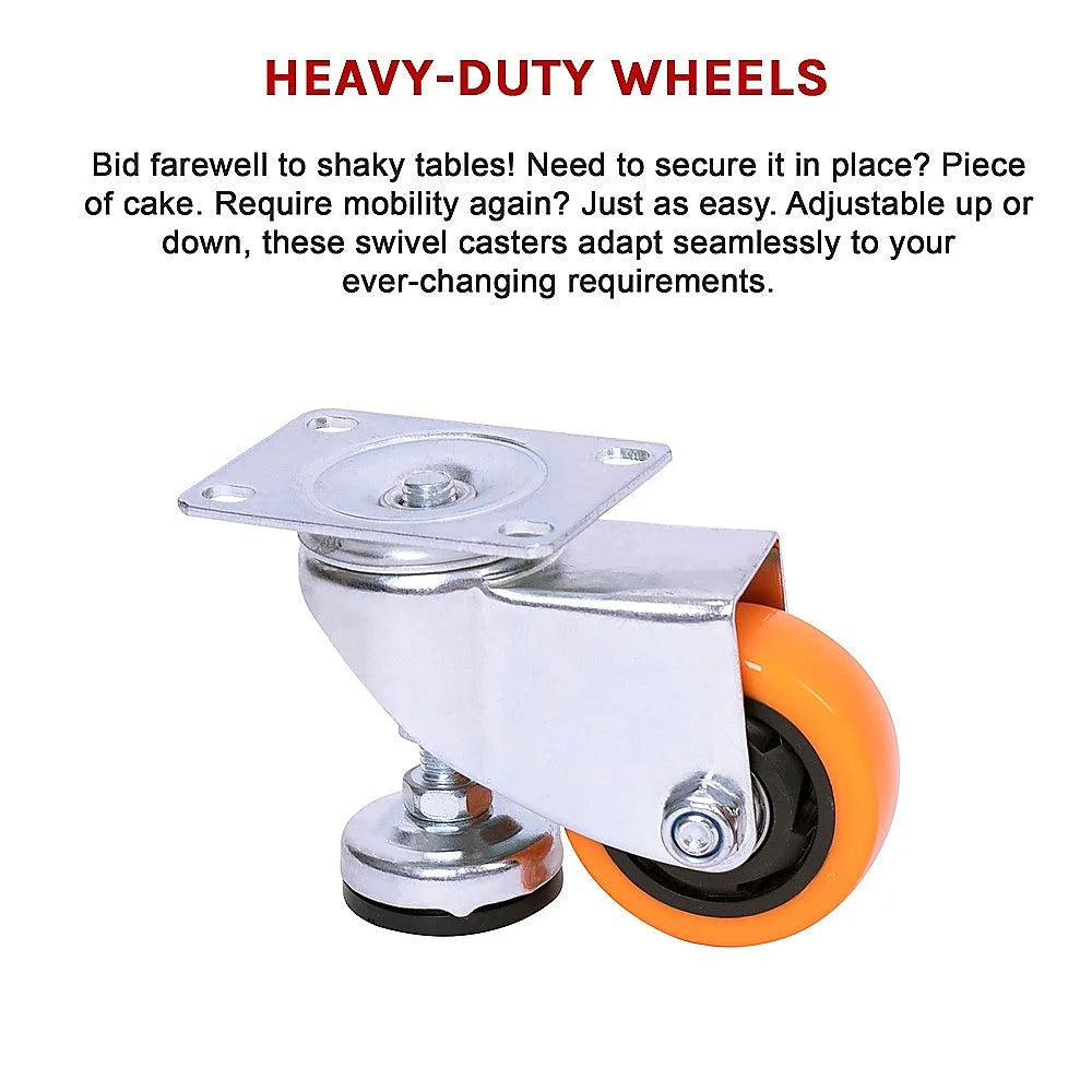 Leveling Casters Swivel Wheels - Set of 4 - 360kg Total
