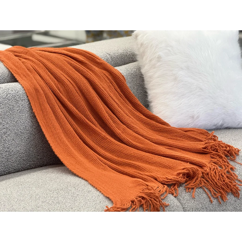 Levi Throw Rug Blanket - Orange - Furniture > Sofas > Sofa