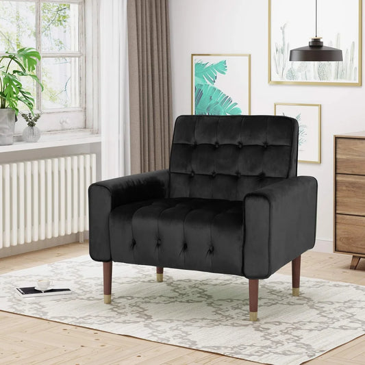 Lewisham Black Tufted Velvet Armchair - Furniture > Bar