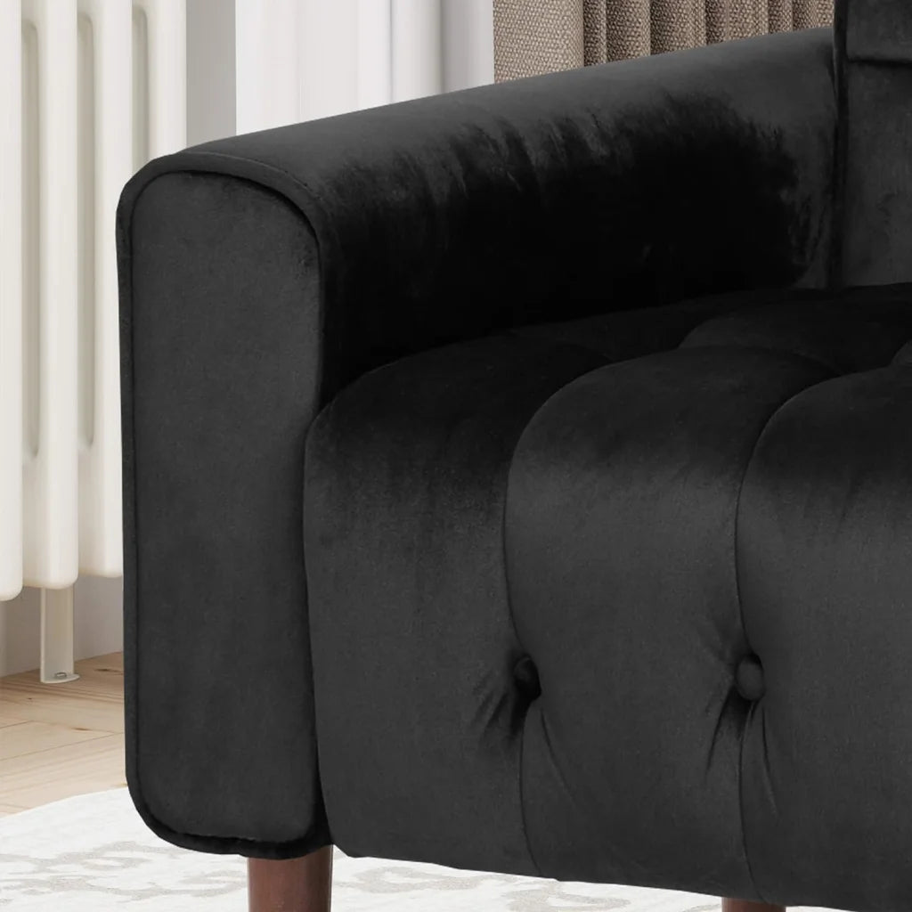 Lewisham Black Tufted Velvet Armchair - Furniture > Bar